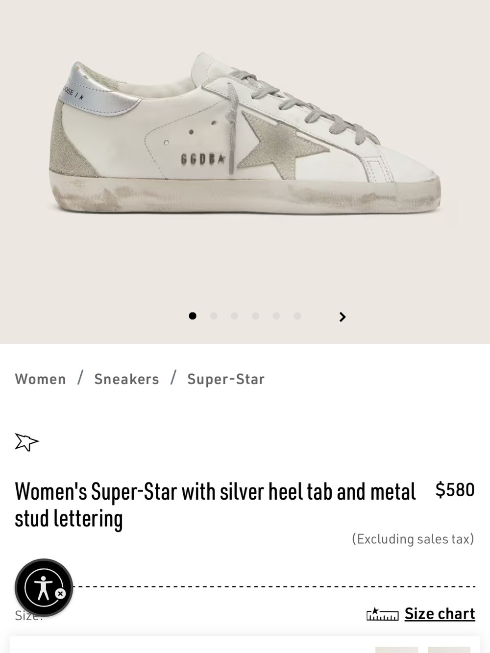 Golden Goose Super-Star Sneakers in White and Silver